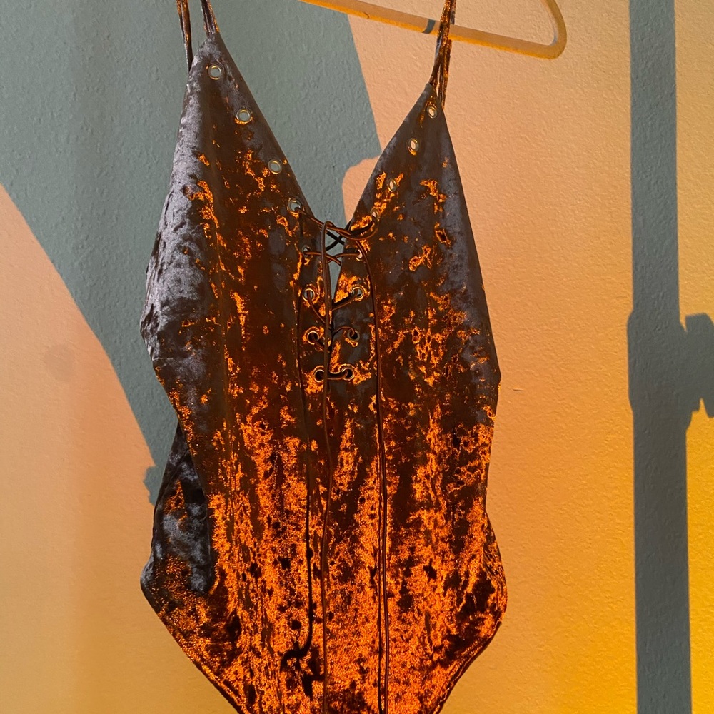 Light Brown Velvet Body Suit